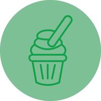 Ice Cream Green Line Circle Icon Design vector