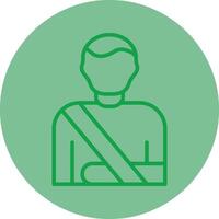 Broken Arm Green Line Circle Icon Design vector