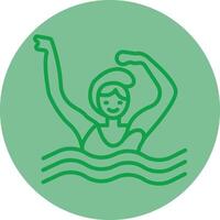 Swimming Green Line Circle Icon Design vector