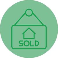 Sold Green Line Circle Icon Design vector