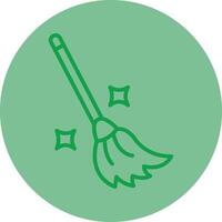 Witch Broom Green Line Circle Icon Design vector