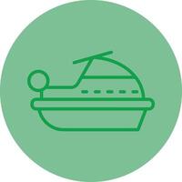 Jet Ski Green Line Circle Icon Design vector