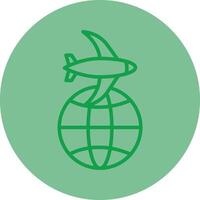 Global Shipping Green Line Circle Icon Design vector