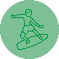 Surfing Green Line Circle Icon Design vector