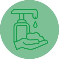 lavado a mano verde línea circulo icono diseño vector