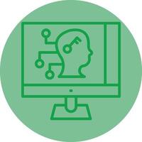 Hacking Skills Green Line Circle Icon Design vector