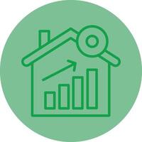 House Price Green Line Circle Icon Design vector