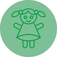 Doll Green Line Circle Icon Design vector