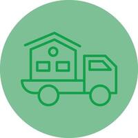 Moving Home Green Line Circle Icon Design vector