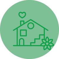 Sweet Home Green Line Circle Icon Design vector