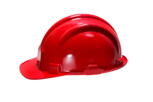 red plastic work helmet on neutral background png