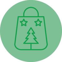 Shopping Bag Green Line Circle Icon Design vector