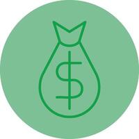 Money Bag Green Line Circle Icon Design vector