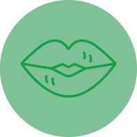 Lips Green Line Circle Icon Design vector