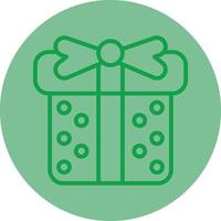 Gift Box Green Line Circle Icon Design vector