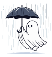 fantasma segurando a guarda-chuva dentro a chuva png