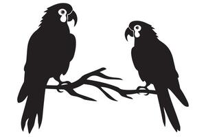 Black silhouette set of parrot on a white background vector