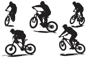 Cyclist Silhouette set. Black silhouette of a cyclist on a white background vector