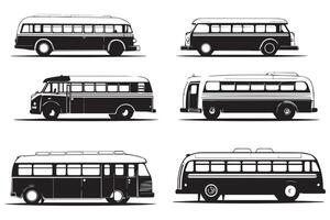 Set of bus black Silhouette vector
