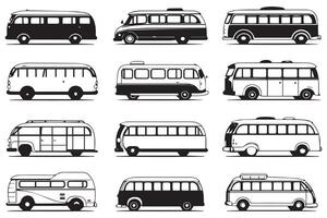 Bus black illustration isolated on white background. Hand drawn illustration vector