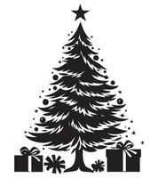 Christmas tree silhouette with gifts vector