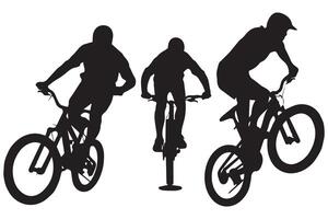 Cyclist Silhouette set. Black silhouette of a cyclist on a white background vector