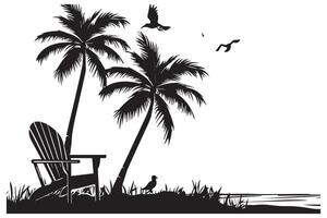 Beach Black and White Isolated Icon illustration vector