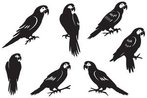 Set of silhouettes of parrots vector