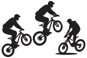 Downhill Mountain Biker Jumping Bicycle vector