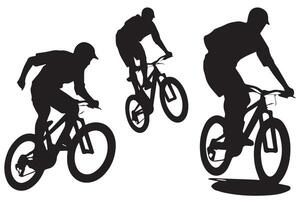 Downhill Mountain Biker Jumping Bicycle vector