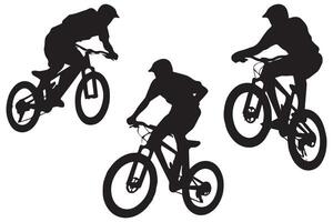 Silhouette of a cyclist jumping on a bicycle vector