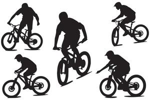 Cyclist Silhouette set. Black silhouette of a cyclist on a white background vector
