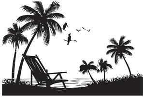 Beach Black and White Isolated Icon illustration vector