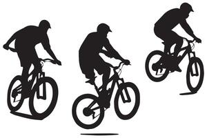 Silhouette of a cyclist jumping on a bicycle vector