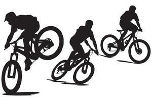 Cyclist Silhouette set. Black silhouette of a cyclist on a white background vector