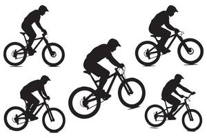 Cyclist Silhouette set. Black silhouette of a cyclist on a white background vector