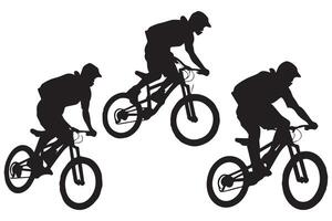 Downhill Mountain Biker Jumping Bicycle vector