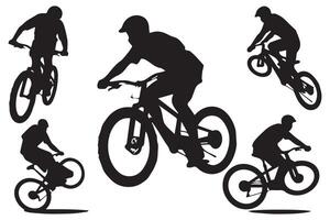 Silhouette of a cyclist jumping on a bicycle vector