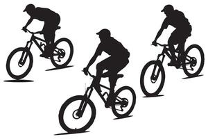 Downhill Mountain Biker Jumping Bicycle vector