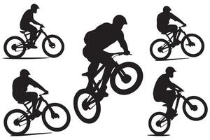 Cyclist Silhouette set. Black silhouette of a cyclist on a white background vector