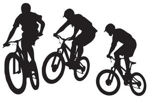 Cyclist Silhouette set. Black silhouette of a cyclist on a white background vector