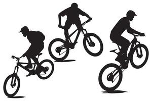 Downhill Mountain Biker Jumping Bicycle vector