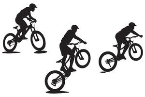 Cyclist Silhouette set. Black silhouette of a cyclist on a white background vector