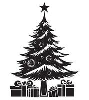 Christmas Trees and Gifts Silhouette vector