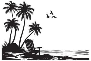 Beach Black and White Isolated Icon illustration vector