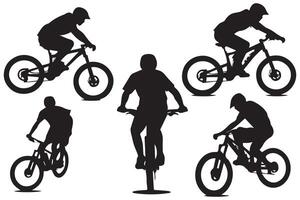 Downhill Mountain Biker Jumping Bicycle vector