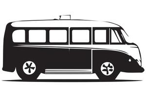 Bus black illustration isolated on white background. Hand drawn illustration vector