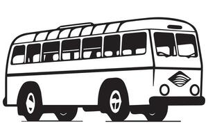 Bus black illustration isolated on white background. Hand drawn illustration vector