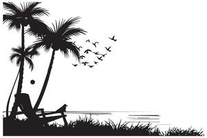 Beach Black and White Isolated Icon illustration vector