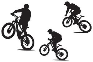 Cyclist Silhouette set. Black silhouette of a cyclist on a white background vector